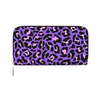 Hnnkloy Purple and Pink Leopard Pattern, PU Leather Wallets Large Capacity Clutch Wallet for Men Women