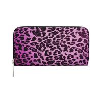 Hnnkloy Purple Leopard Print, PU Leather Wallets Large Capacity Clutch Wallet for Men Women