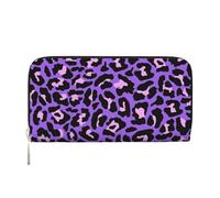 Hnnkloy Purple Leopard Print, PU Leather Wallets Large Capacity Clutch Wallet for Men Women