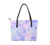 Hnnkloy Purple Pastel Tie Dye,PU Leather Handbag Large Capacity Tote Bag Women's Shoulder Bag for Work Travel
