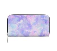 Hnnkloy Purple Pastel Tie Dye, PU Leather Wallets Large Capacity Clutch Wallet for Men Women