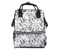 Hnnkloy Purple Sage Green Leaves Greenery, Large Capacity Mummy Backpack Diaper Bag Travel Backpack for Outdoor
