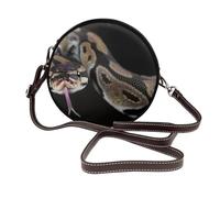 Hnnkloy Python Snake, PU Leather Shoulder Bag, Round Crossbody Bag - Circle Purse for Women
