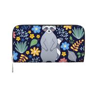 Hnnkloy Raccoon and Tropical Flowers, PU Leather Wallets Large Capacity Clutch Wallet for Men Women