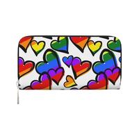 Hnnkloy Rainbow Colored Hearts Printed, PU Leather Wallets Large Capacity Clutch Wallet for Men Women