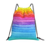 Hnnkloy Rainbow Colored Striped, Drawstring Backpack Unisex Sport Gym Bag Casual Daypack Drawstring Sackpack
