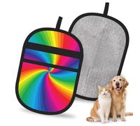 Hnnkloy Rainbow Colorful Spiral, 2 Pack Pet Hair Removal Gloves For Bed,Carpet,Clothes,Sofa,Static Grooming Glove For Dogs & Cats