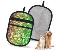 Hnnkloy Rainbow Glitter Sparkle, 2 Pack Pet Hair Removal Gloves For Bed,Carpet,Clothes,Sofa,Static Grooming Glove For Dogs & Cats