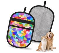 Hnnkloy Rainbow Heart Confetti, 2 Pack Pet Hair Removal Gloves For Bed,Carpet,Clothes,Sofa,Static Grooming Glove For Dogs & Cats