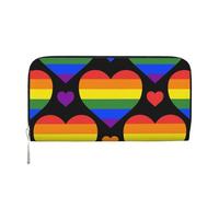 Hnnkloy Rainbow Hearts Gay Pride Flag, PU Leather Wallets Large Capacity Clutch Wallet for Men Women