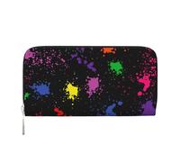 Hnnkloy Rainbow Splatter Neon On Dark, PU Leather Wallets Large Capacity Clutch Wallet for Men Women