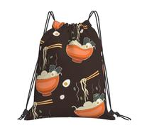 Hnnkloy Ramen Noodle Soup Pattern, Drawstring Backpack Unisex Sport Gym Bag Casual Daypack Drawstring Sackpack