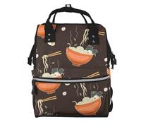 Hnnkloy Ramen Noodle Soup Pattern, Large Capacity Mummy Backpack Diaper Bag Travel Backpack for Outdoor