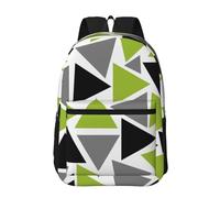 Hnnkloy Random Triangles Lime Green Gray Black On White, 17 Inch Backpack With Pockets Casual Daypack Water Resistant School Bag