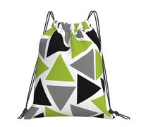Hnnkloy Random Triangles Lime Green Gray Black On White, Drawstring Backpack Unisex Sport Gym Bag Casual Daypack Drawstring Sackpack