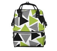 Hnnkloy Random Triangles Lime Green Gray Black On White, Large Capacity Mummy Backpack Diaper Bag Travel Backpack for Outdoor