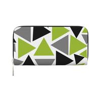 Hnnkloy Random Triangles Lime Green Gray Black On White, PU Leather Wallets Large Capacity Clutch Wallet for Men Women