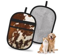Hnnkloy Red And White Cowhide, 2 Pack Pet Hair Removal Gloves For Bed,Carpet,Clothes,Sofa,Static Grooming Glove For Dogs & Cats