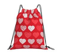 Hnnkloy Red And White Hearts And Love, Drawstring Backpack Unisex Sport Gym Bag Casual Daypack Drawstring Sackpack