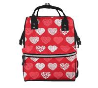 Hnnkloy Red And White Hearts And Love, Large Capacity Mummy Backpack Diaper Bag Travel Backpack for Outdoor