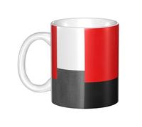 Hnnkloy Red Grey Black and White Geometric Block,Ceramic Mug Large Coffee Cup Suitable for Kitchen Restaurant Office Coffee Shop 330ml