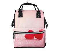Hnnkloy Red Heart Pink Glitter Printed, Large Capacity Mummy Backpack Diaper Bag Travel Backpack for Outdoor