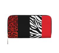 Hnnkloy Red Leopard and Zebra Animal, PU Leather Wallets Large Capacity Clutch Wallet for Men Women