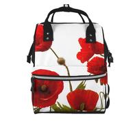 Hnnkloy Red Poppy Flowers, Large Capacity Mummy Backpack Diaper Bag Travel Backpack for Outdoor