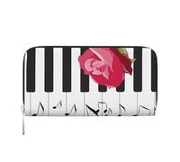 Hnnkloy Red Rose On Piano Musical Notes, PU Leather Wallets Large Capacity Clutch Wallet for Men Women