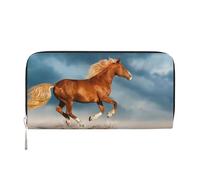 Hnnkloy Red Runing Horse, PU Leather Wallets Large Capacity Clutch Wallet for Men Women