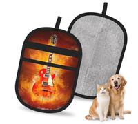 Hnnkloy Rock Guitar In Burning, 2 Pack Pet Hair Removal Gloves For Bed,Carpet,Clothes,Sofa,Static Grooming Glove For Dogs & Cats