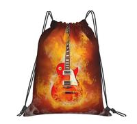 Hnnkloy Rock Guitar In Burning, Drawstring Backpack Unisex Sport Gym Bag Casual Daypack Drawstring Sackpack