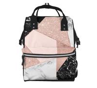 Hnnkloy Rose Gold Glitter Black White Marble Geometric, Large Capacity Mummy Backpack Diaper Bag Travel Backpack for Outdoor