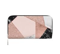 Hnnkloy Rose Gold Glitter Black White Marble Geometric, PU Leather Wallets Large Capacity Clutch Wallet for Men Women