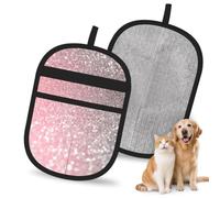 Hnnkloy Rose Gold Pink Sparkle Luxury Trendy Glitter, 2 Pack Pet Hair Removal Gloves For Bed,Carpet,Clothes,Sofa,Static Grooming Glove For Dogs & Cats