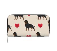 Hnnkloy Rottweiler Dog Colorful Heart, PU Leather Wallets Large Capacity Clutch Wallet for Men Women