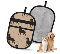 Hnnkloy Rottweiler Dog With Foot Prints And Bones, 2 Pack Pet Hair Removal Gloves For Bed,Carpet,Clothes,Sofa,Static Grooming Glove For Dogs & Cats