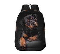 Hnnkloy Rottweiler Loving Confident And Loyal, 17 Inch Backpack With Pockets Casual Daypack Water Resistant School Bag
