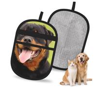 Hnnkloy Rottweiler Printed, 2 Pack Pet Hair Removal Gloves For Bed,Carpet,Clothes,Sofa,Static Grooming Glove For Dogs & Cats