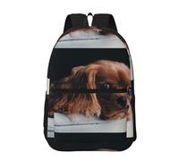 Hnnkloy Ruby Cavalier King Charles Spaniel Puppy Dog, 17 Inch Backpack With Pockets Casual Daypack Water Resistant School Bag