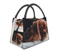 Hnnkloy Ruby Cavalier King Charles Spaniel Puppy Dog, Portable Lunch Bag, Insulated Tote Bag Durable Lunch Box Reusable Cooler Bag