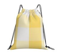 Hnnkloy Rustic Yellow And White Buffalo Check Plaid, Drawstring Backpack Unisex Sport Gym Bag Casual Daypack Drawstring Sackpack
