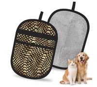 Hnnkloy Safari African Black Gold Python Animal Skin Sepia, 2 Pack Pet Hair Removal Gloves For Bed,Carpet,Clothes,Sofa,Static Grooming Glove For Dogs & Cats