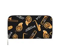 Hnnkloy Saxophone Trombone Music Black, PU Leather Wallets Large Capacity Clutch Wallet for Men Women