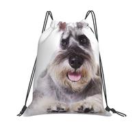 Hnnkloy Schnauzer Dog Cute, Drawstring Backpack Unisex Sport Gym Bag Casual Daypack Drawstring Sackpack