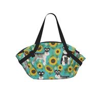 Hnnkloy Schnauzer Sunflowers Spring Summer Floral Dog Breed Dog,Portable Camping Mat Multifunctional Foldable Picnic Blanket As Camping Tote Bag For Traveling