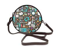 Hnnkloy Science Chemistry Pattern, PU Leather Shoulder Bag, Round Crossbody Bag - Circle Purse for Women