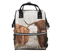 Hnnkloy Scottish Cow, Large Capacity Mummy Backpack Diaper Bag Travel Backpack for Outdoor