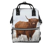 Hnnkloy Scottish Highlands Winter Landscape, Large Capacity Mummy Backpack Diaper Bag Travel Backpack for Outdoor