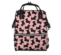 Hnnkloy Scottish Terrier Pattern Pink Black, Large Capacity Mummy Backpack Diaper Bag Travel Backpack for Outdoor